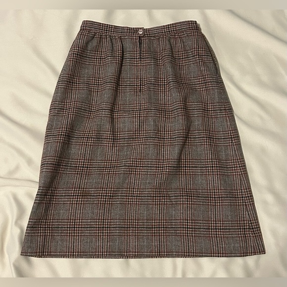 Vintage Pendleton 100% Virgin Wool Brown Plaid Skirt - S - Picture 7 of 8